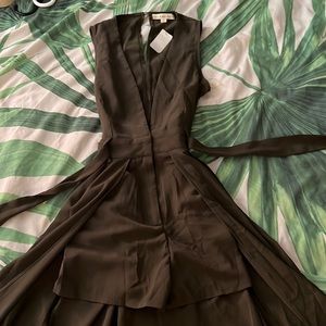 Elegant Brown Sleeveless Dress